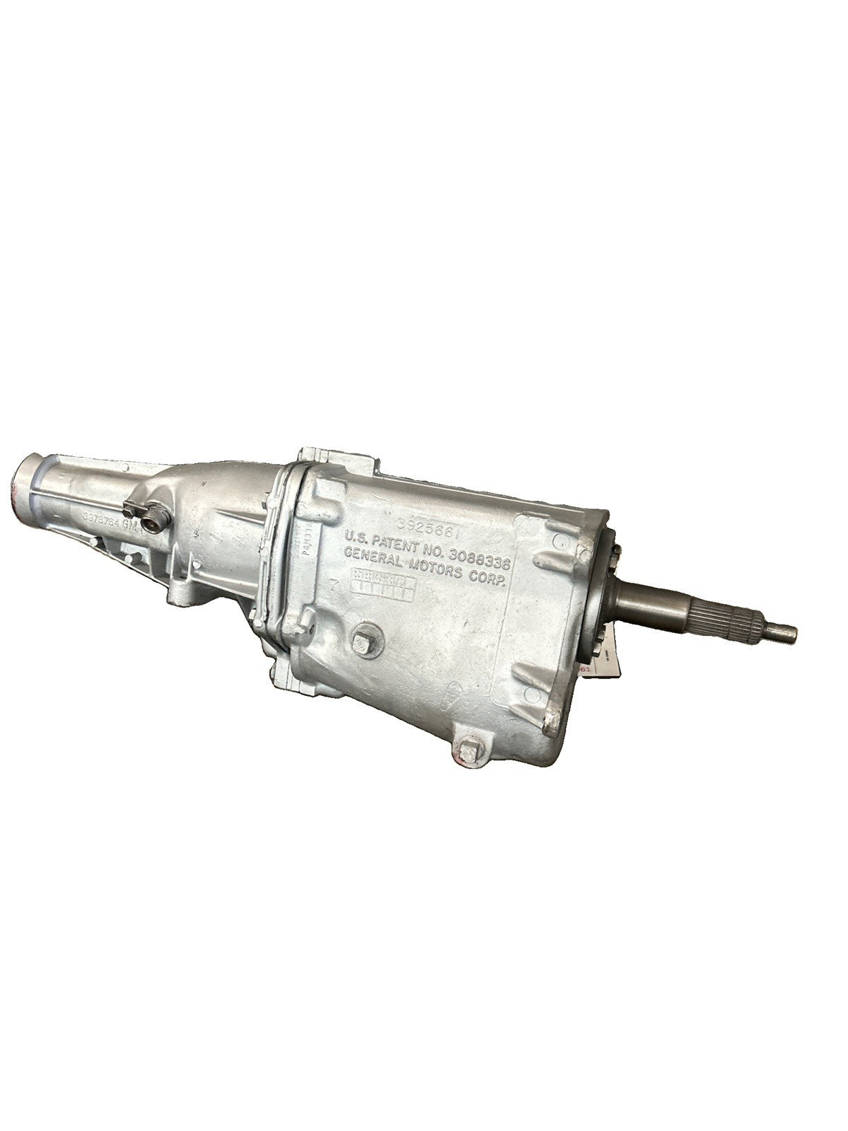 Muncie M21HD Transmission showing side view and output shaft, designed for Chevrolet applications.