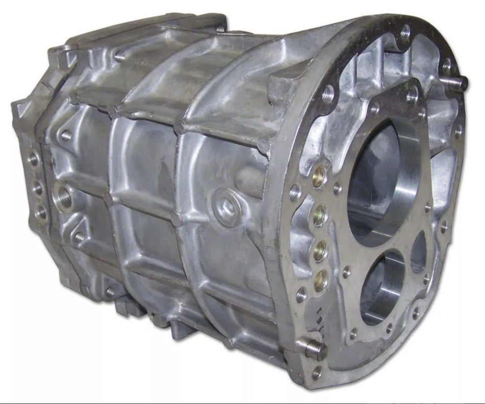 Ax15 Front Case showing used aluminum housing with flanges and openings for components.
