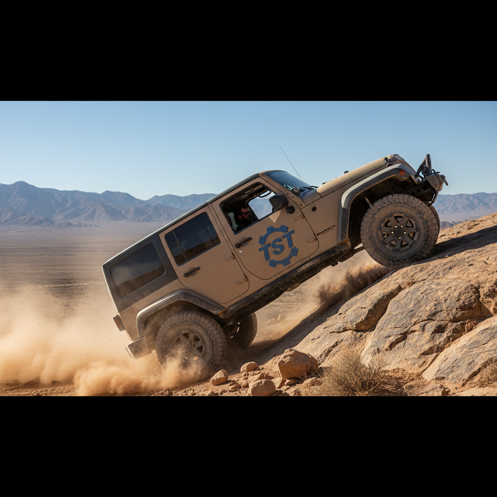 Widescreen Jeep Wrangler with TST logo